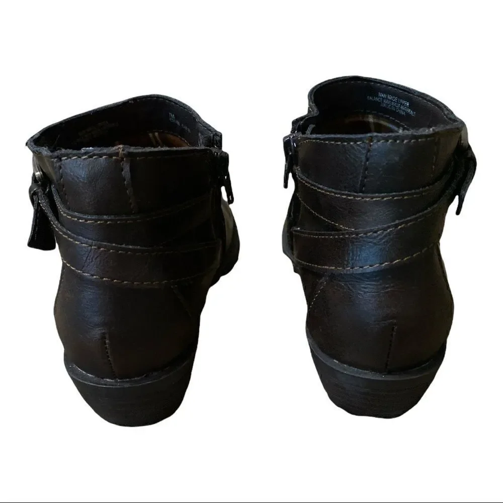 BOC | Born Concept Women’s Buckle Strap Side Zip  Davis Ankle Bootie Brown | 7